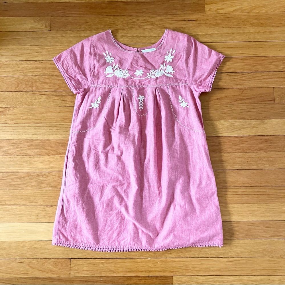 Garnet Hill Kids Red Embroidered Floral Cotton Beach Pool Vacation Cover Up 14